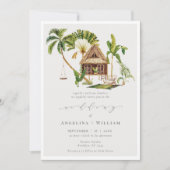Aquarelle Tropical Palm Tree Faire-part de mariage (Devant)