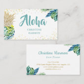 Aquarelle Tropical Pineappal Beach Carte de visite (Devant / Derrière)