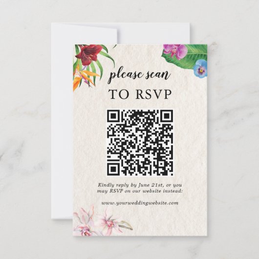 Aquarelle Tropical QR Mariage Scan to RSVP (Devant)