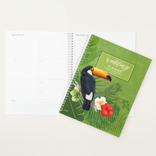 Aquarelle Tropical Toucan Mariage Green V2 ID577 (Devant avec enveloppe)
