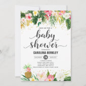 Aquarelle tropicale Baby shower floral Invitation (Devant)