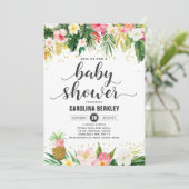 Aquarelle tropicale Baby shower floral Invitation (Debout devant)
