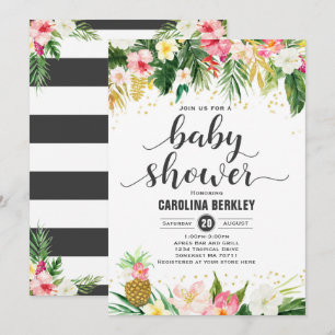 Aquarelle tropicale Baby shower floral Invitation