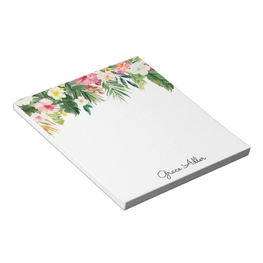 Aquarelle tropicale Bloc-notes floral (Incliné)