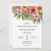 Aquarelle tropicale Faire-part de mariage florale (Devant)