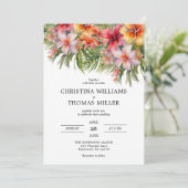 Aquarelle tropicale Faire-part de mariage florale (Debout devant)