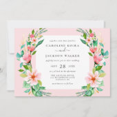 Aquarelle tropicale Faire-part de mariage florale (Devant)