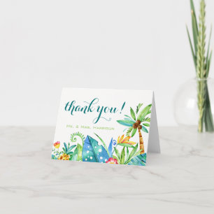 Aquarelle tropicale florale élégante Merci note