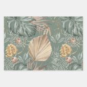 Aquarelle Tropicale Gold & Green Feuille Motif (Devant 2)