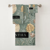 Aquarelle Tropicale Gold & Green Feuille Motif (En situation)