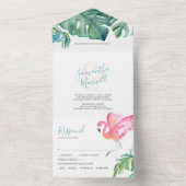 Aquarelle tropicale Mignonne Mariage Invitations (À l'intérieur)