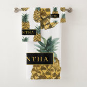 Aquarelle tropicale Motif ananas avec nom (En situation)