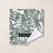 Aquarelle tropicale Oasis moderne Feuille Motif (Gant de toilette)