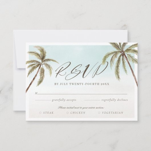 Aquarelle tropicale Palm Tree RSVP Entrée Choix (Devant)