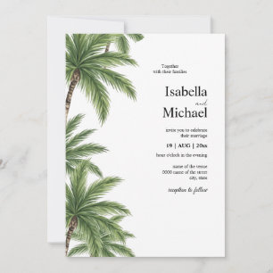 Aquarelle tropicale Palmiers Faire-part de mariage