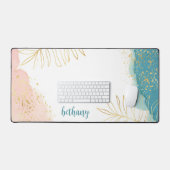 Aquarelle Tropicale Pink Gold Leaf Personnalisé (Clavier et souris)
