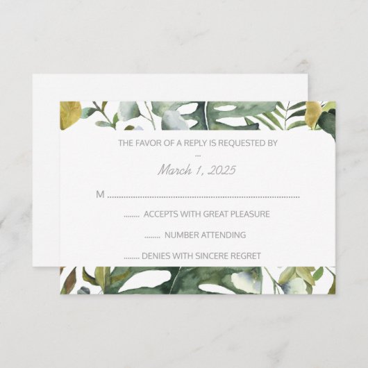 Aquarelle tropicale RSVP (Devant / Derrière)