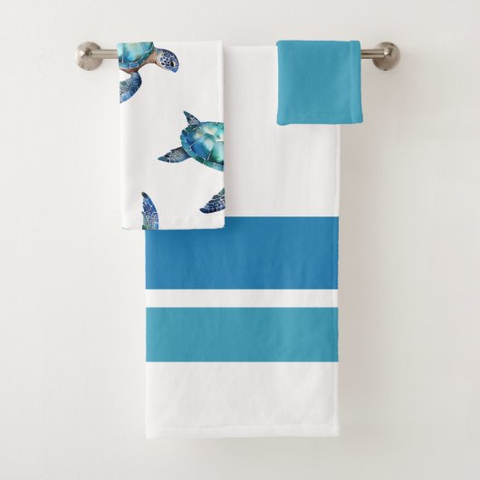 Aquarelle tropicale Tortues de mer Salle de bain (En situation)