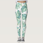 Aquarelle tropicale Verdure Leggings de yoga (Devant)