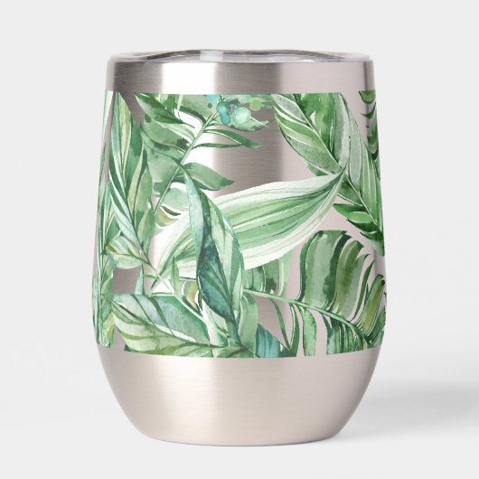 Aquarelle tropicale Vert Feuille Gold Love (mince) (Arrière)