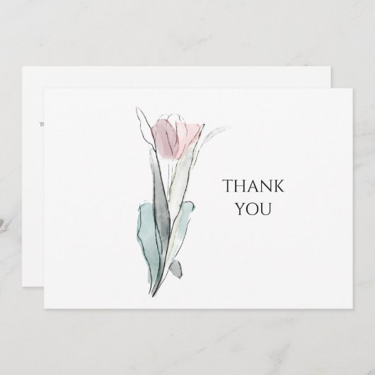 Aquarelle Tulipe simple Funérailles II Merci (Devant / Derrière)