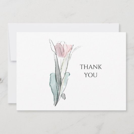 Aquarelle Tulipe simple Merci funéraire (Devant)