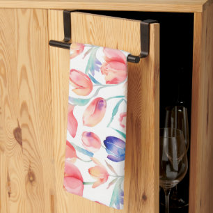 Aquarelle Tulips Motif Serviettes de cuisine