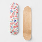 Aquarelle Tulips Motif Skateboard (Recto)