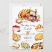 Aquarelle Turquie et côtés Thanksgiving Invitation (Devant)