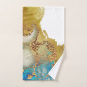 Aquarelle Turquoise Abstraite Gold Agate (Serviette à main)