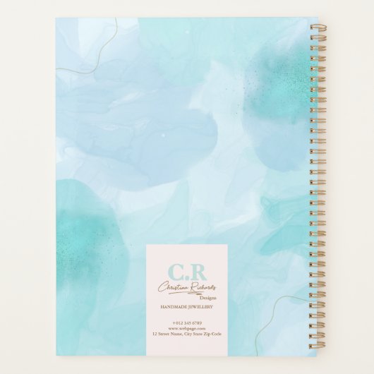 Aquarelle Turquoise bleu moderne (Dos)