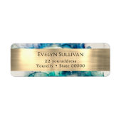 Aquarelle turquoise bleue et étiquette d'adresse d (Devant)