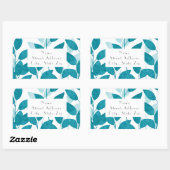 Aquarelle turquoise bleue Feuilles Étiquette (Feuille)