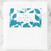 Aquarelle turquoise bleue Feuilles Étiquette (Sac)