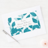 Aquarelle turquoise bleue Feuilles Étiquette (Enveloppe)