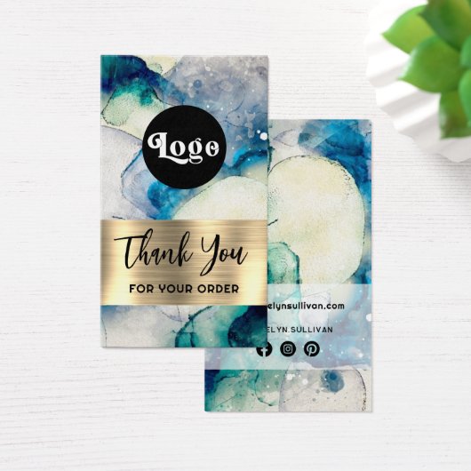 Aquarelle turquoise bleue papier d'or insert (Bureau)