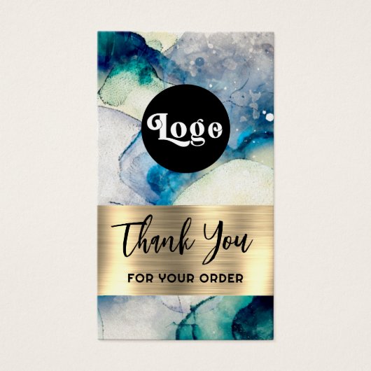 Aquarelle turquoise bleue papier d'or insert (Devant)