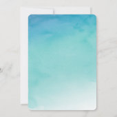 Aquarelle turquoise et bleue Ombre Faire-part de m (Dos)