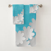 Aquarelle turquoise et Fleurs blanches (En situation)