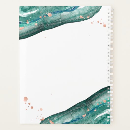 Aquarelle Turquoise et Géode d'or Faux Rose | Imme (Dos)