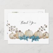 Aquarelle Turquoise et ivoire Mariage Merci Cartes (Devant / Derrière)