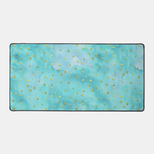 Aquarelle Turquoise Faux Gold Pois (Recto)