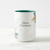 Aquarelle Turquoise Floral Fêtes de Noël Mug (Centre)