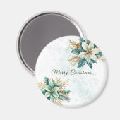 Aquarelle Turquoise Floral Noël Magnet (Recto/Verso)