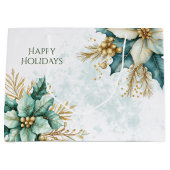 Aquarelle Turquoise Floral Noël Sac cadeau de vaca (Devant)