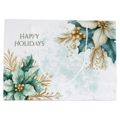 Aquarelle Turquoise Floral Noël Sac cadeau de vaca (Dos)