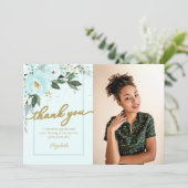 Aquarelle turquoise Floral Photo Grad Merci (Debout devant)