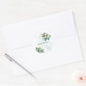 Aquarelle Turquoise Floral Sticker de Noël (Enveloppe)
