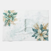 Aquarelle Turquoise Floral Vacances Serviette de c (Horizontal)