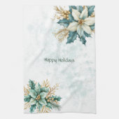 Aquarelle Turquoise Floral Vacances Serviette de c (Vertical)